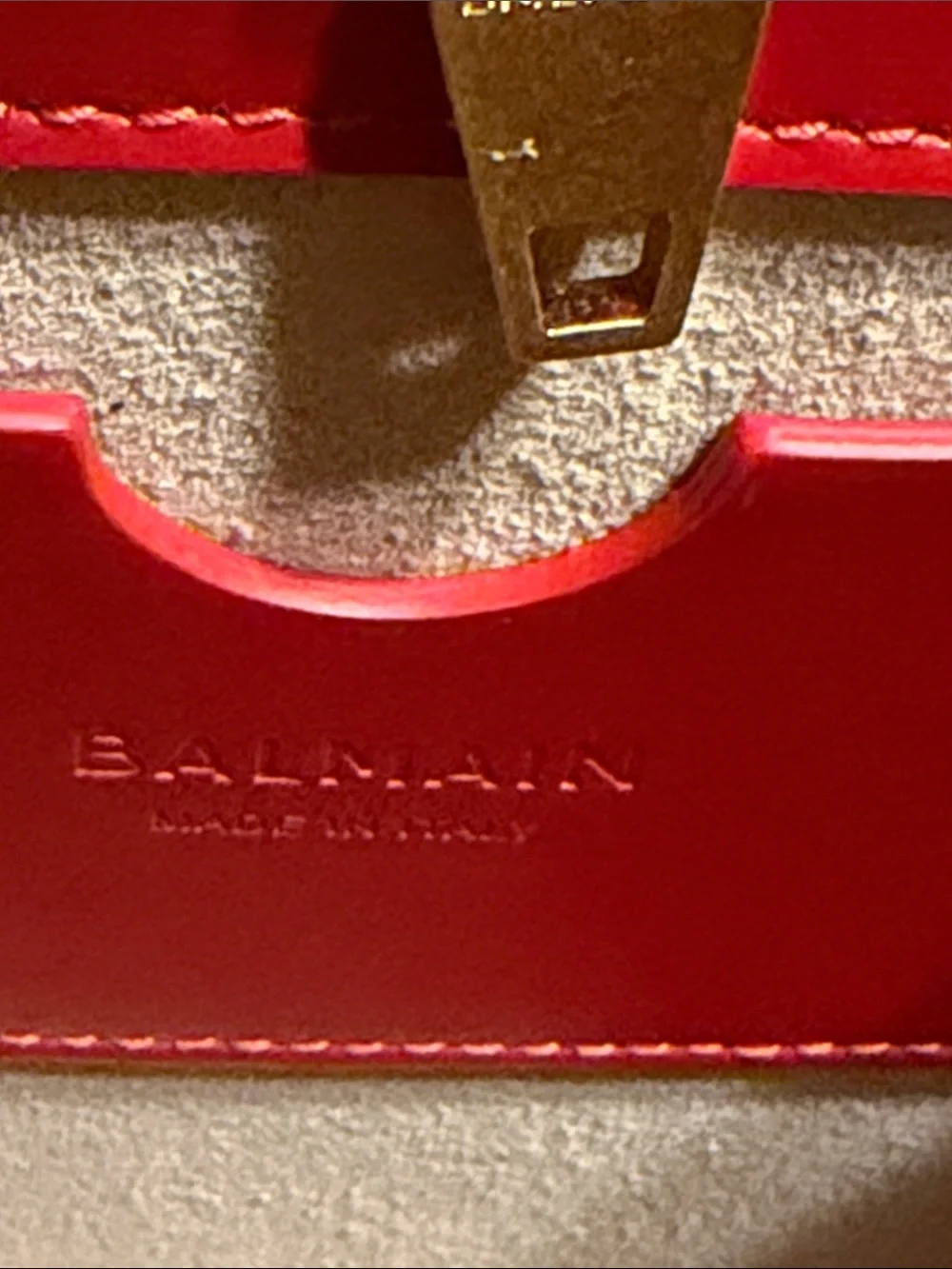 Balmain Red Leather Shoulder Bag with Gold Hardware